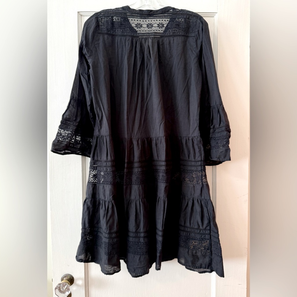 Velvet by Graham & Spencer | Black Lace Boho Tiered Dress S - Picture 5 of 8